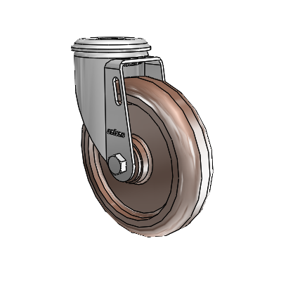 2 Series Modular Stem Zinc Swivel Caster Caster with 5 x 1.25 Brown Thermo Wheel