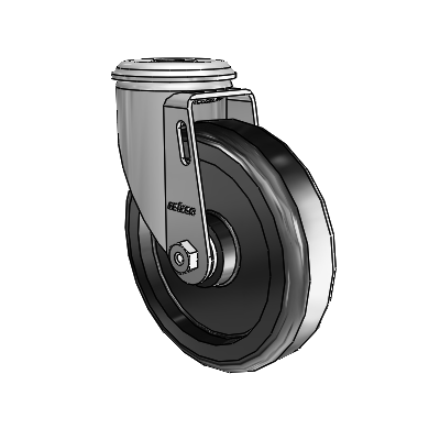2 Series Modular Stem Zinc Swivel Caster Caster with 5 x 1.25 Black Polyolefin Wheel