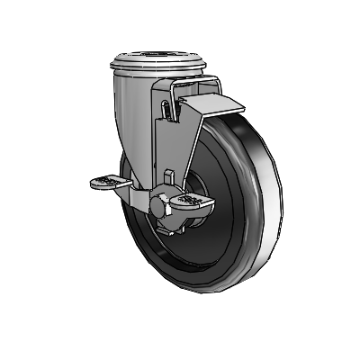 2 Series Modular Stem Zinc Swivel Caster Caster with 5 x 1.25 Black Polyolefin Wheel and Top Lock Brake