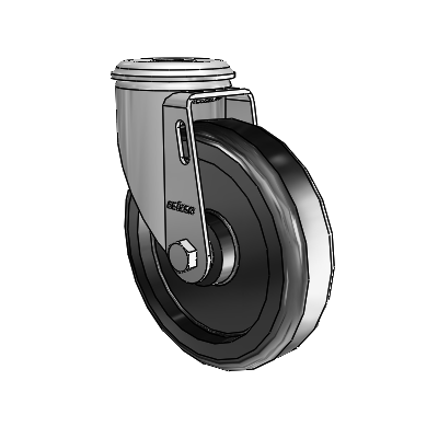 2 Series Modular Stem Zinc Swivel Caster Caster with 5 x 1.25 Black Polyolefin Wheel