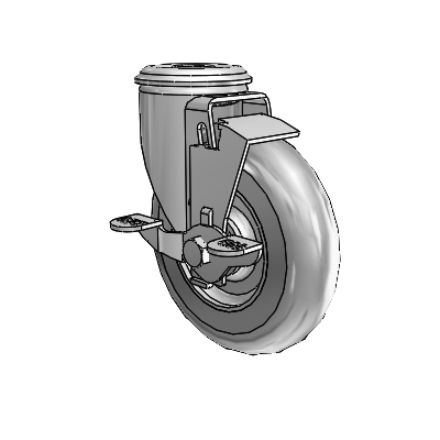 2 Series Modular Stem Zinc Swivel Caster Caster with 5 x 1.3125 Grey on Grey Performa Rubber (Round) Wheel and Top Lock Brake