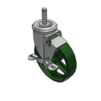 2 Series Casters Grip Ring Stem Caster with 5 x 1.25 Cast Iron Wheel and Top Lock Brake