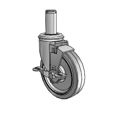 2 Series Grip Ring Stem Zinc Swivel Caster Caster with 5 x 1.25 Grey on Grey Performa Rubber (Flat) Wheel and Top Lock Brake