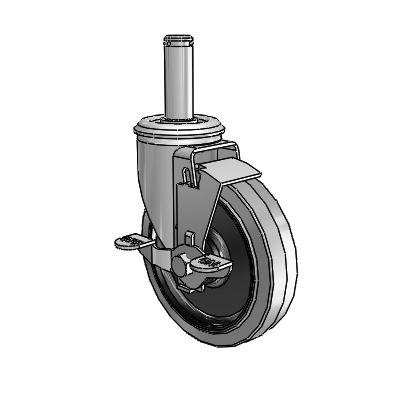 2 Series Grip Ring Stem Zinc Swivel Caster Caster with 5 x 1.25 Grey on Black Performa Rubber (Flat/Conductive) Wheel and Top Lock Brake