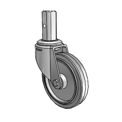 7/8" Wide Casters: Series 1 | Colson Square Stem Zinc Swivel Caster with 4 x 0.8750 Grey on Grey Performa Rubber (Flat/Grey) Wheel