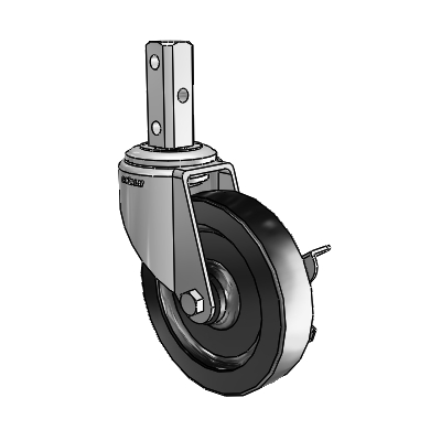 7/8" Wide Casters: Series 1 | Colson Square Stem Zinc Swivel Caster with 4 x 0.8750 Black Polyolefin Wheel and Side Lock Brake