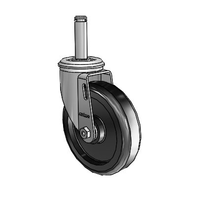2 Series Grip Ring Stem Zinc Swivel Caster Caster with 5 x 1.25 Black Polyolefin Wheel