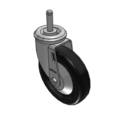 2 Series Casters Grip Ring Stem Caster with 5 x 1.25 Polyolefin Wheel