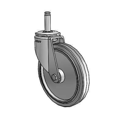 7/8" Wide Casters: Series 1 | Colson Grip Ring Stem up to 145 lbs Zinc Swivel Caster with 5 x 0.8750 Grey on Grey Performa Rubber (Flat/Grey) Wheel
