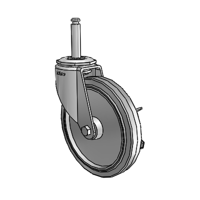 7/8" Wide Casters: Series 1 | Colson Grip Ring Stem up to 145 lbs Zinc Swivel Caster with 5 x 0.8750 Grey on Grey Performa Rubber (Flat/Grey) Wheel and Side Lock Brake