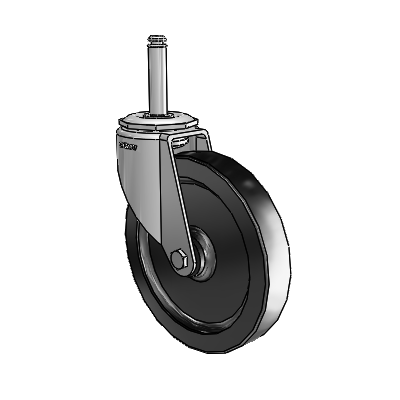 7/8" Wide Casters: Series 1 | Colson Grip Ring Stem up to 145 lbs Zinc Swivel Caster with 5 x 0.8750 Black Polyolefin Wheel
