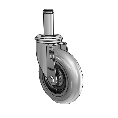 2 Series Grip Ring Stem Zinc Swivel Caster Caster with 5 x 1.3125 Grey on Black Performa Rubber (Round/Conductive) Wheel
