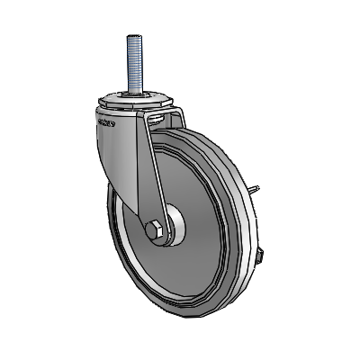 7/8" Wide Casters: Series 1 | Colson Threaded Stem up to 145 lbs Zinc Swivel Caster with 5 x 0.8750 Grey on Grey Performa Rubber (Flat/Grey) Wheel and Side Lock Brake