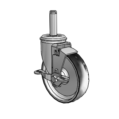 2 Series Grip Ring Stem Zinc Swivel Caster Caster with 5 x 1.25 Black on Silver ThermoTech Wheel and Top Lock Brake