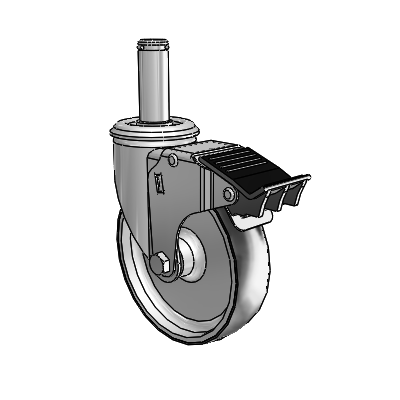 2 Series Grip Ring Stem Zinc Swivel Caster Caster with 5 x 1.25 Black on Silver ThermoTech Wheel and Total Lock Brake