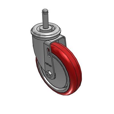 2 Series Casters Grip Ring Stem Caster with 5 x 1.25 Polyurethane HI-TECH Wheel