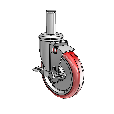 2 Series Grip Ring Stem Zinc Swivel Caster Caster with 5 x 1.25 Maroon on Grey Polyurethane HI-TECH Wheel and Top Lock Brake