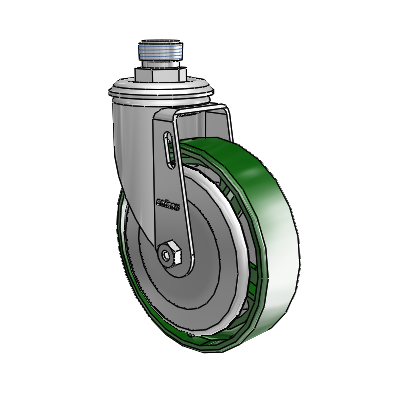 2 Series Pipe Thread Stem Zinc Swivel Caster Caster with 5 x 1.25 Green Cast Iron Wheel