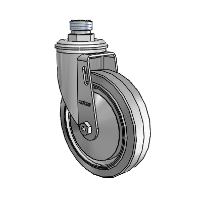 2 Series Pipe Thread Stem Zinc Swivel Caster Caster with 5 x 1.25 Grey on Grey Performa Rubber (Flat) Wheel
