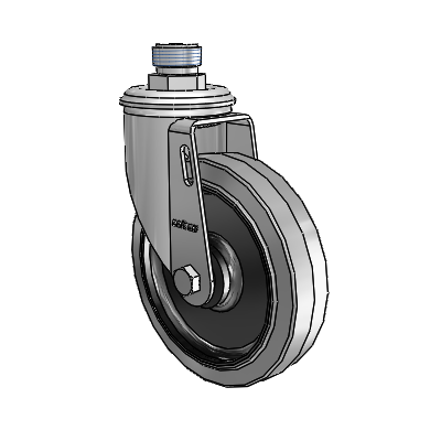 2 Series Pipe Thread Stem Zinc Swivel Caster Caster with 5 x 1.25 Grey on Black Performa Rubber (Flat/Conductive) Wheel