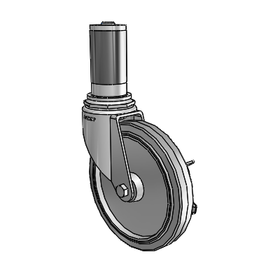 7/8" Wide Casters: Series 1 | Colson Expanding Adapter Stem Zinc Swivel Caster with 5 x 0.8750 Grey on Grey Performa Rubber (Flat/Grey) Wheel Side Lock (BRK3)