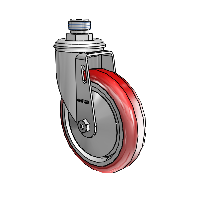 2 Series Pipe Thread Stem Zinc Swivel Caster Caster with 5 x 1.25 Maroon on Grey Polyurethane HI-TECH Wheel