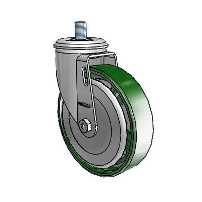 2 Series Threaded Stem Zinc Swivel Caster Caster with 5 x 1.25 Green Cast Iron Wheel