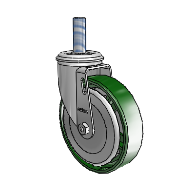 2 Series Threaded Stem Zinc Swivel Caster Caster with 5 x 1.25 Green Cast Iron Wheel