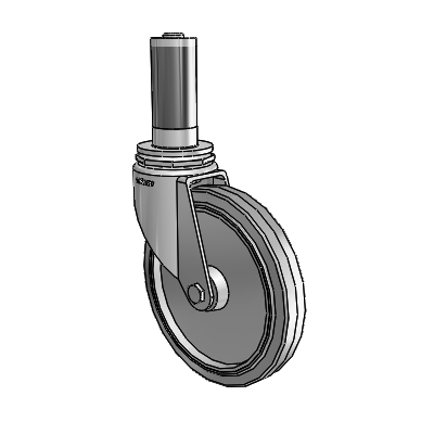 7/8" Wide Casters: Series 1 | Colson Expanding Adapter Stem Zinc Swivel Caster with 5 x 0.8750 Grey on Grey Performa Rubber (Flat/Grey) Wheel