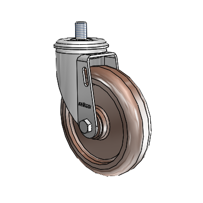 2 Series Threaded Stem Zinc Swivel Caster Caster with 5 x 1.25 Brown Thermo Wheel