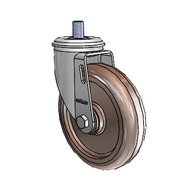 2 Series Threaded Stem Zinc Swivel Caster Caster with 5 x 1.25 Brown Thermo Wheel