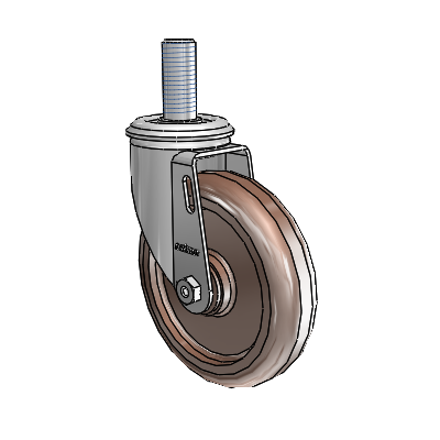 2 Series Threaded Stem Zinc Swivel Caster Caster with 5 x 1.25 Brown Thermo Wheel