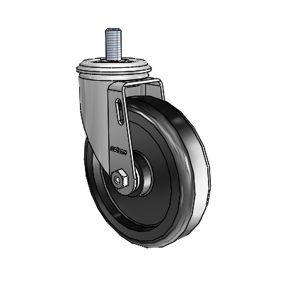 2 Series Threaded Stem Zinc Swivel Caster Caster with 5 x 1.25 Black Polyolefin Wheel