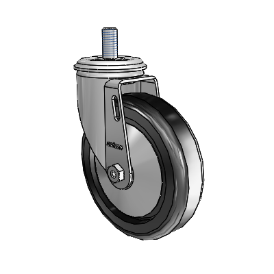 2 Series Threaded Stem Zinc Swivel Caster Caster with 5 x 1.25 Black Polyolefin Wheel