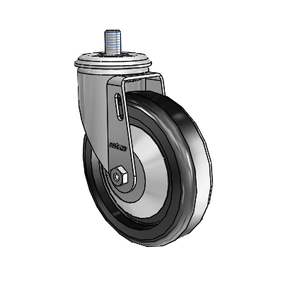 2 Series Threaded Stem Zinc Swivel Caster Caster with 5 x 1.25 Black Polyolefin Wheel