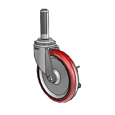 7/8" Wide Casters: Series 1 | Colson Expanding Adapter Stem Zinc Swivel Caster with 5 x 0.8750 Maroon on Grey Polyurethane HI-TECH Wheel Side Lock (BRK3)