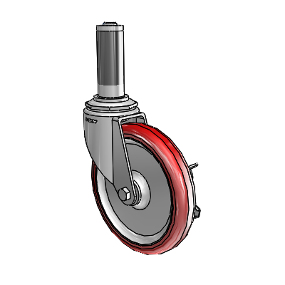 7/8" Wide Casters: Series 1 | Colson Expanding Adapter Stem Zinc Swivel Caster with 5 x 0.8750 Maroon on Grey Polyurethane HI-TECH Wheel Side Lock (BRK3)