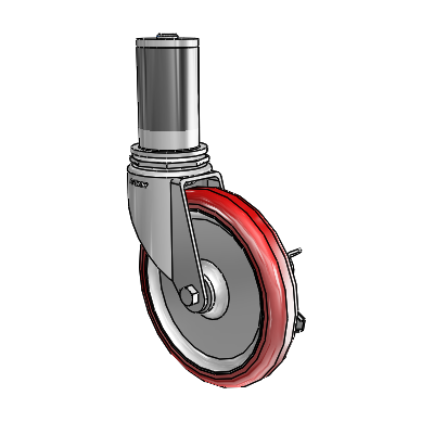 7/8" Wide Casters: Series 1 | Colson Expanding Adapter Stem Zinc Swivel Caster with 5 x 0.8750 Maroon on Grey Polyurethane HI-TECH Wheel Side Lock (BRK3)