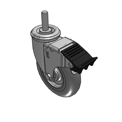 2 Series Casters Threaded Stem Caster with 5 x 1.3125 Performa Rubber (Round) Wheel and Total Lock Brake