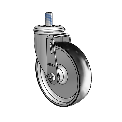 2 Series Threaded Stem Zinc Swivel Caster Caster with 5 x 1.25 Black on Silver ThermoTech Wheel