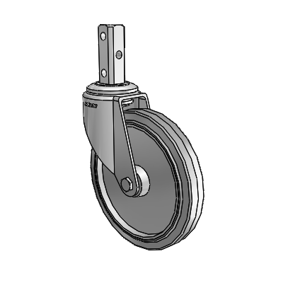 7/8" Wide Casters: Series 1 | Colson Square Stem Zinc Swivel Caster with 5 x 0.8750 Grey on Grey Performa Rubber (Flat/Grey) Wheel