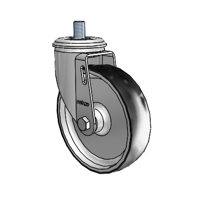2 Series Threaded Stem Zinc Swivel Caster Caster with 5 x 1.25 Black on Silver ThermoTech Wheel