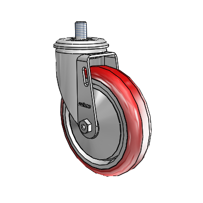 2 Series Threaded Stem Zinc Swivel Caster Caster with 5 x 1.25 Maroon on Grey Polyurethane HI-TECH Wheel