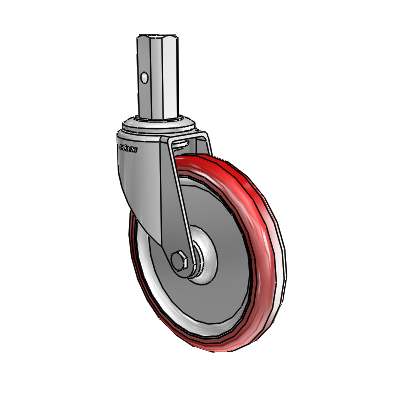 7/8" Wide Casters: Series 1 | Colson Square Stem Zinc Swivel Caster with 5 x 0.8750 Maroon on Grey Polyurethane HI-TECH Wheel