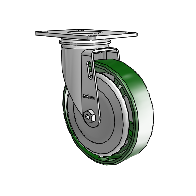 2 Series Casters Top Plate Swivel Zinc Swivel Caster with 5 x 1.25 Green Cast Iron Wheel