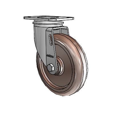 2 Series Casters Top Plate Swivel Zinc Swivel Caster with 5 x 1.25 Brown Thermo Wheel
