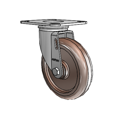 2 Series Casters Top Plate Swivel Zinc Swivel Caster with 5 x 1.25 Brown Thermo Wheel