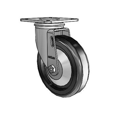 2 Series Casters Top Plate Swivel Zinc Swivel Caster with 5 x 1.25 Black Polyolefin Wheel