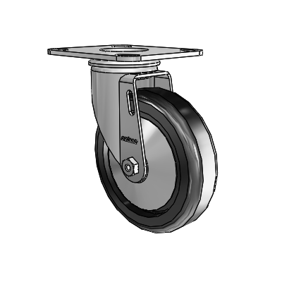 2 Series Casters Top Plate Swivel Zinc Swivel Caster with 5 x 1.25 Black Polyolefin Wheel