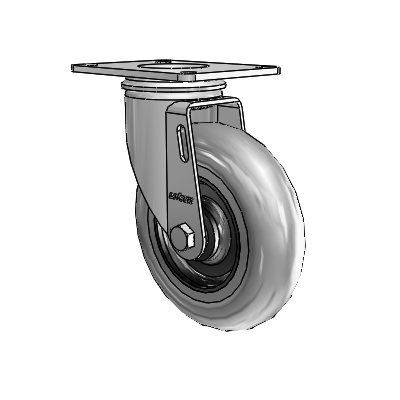 2 Series Casters Top Plate Swivel Zinc Swivel Caster with 5 x 1.3125 Grey on Black Performa Rubber (Round/Conductive) Wheel